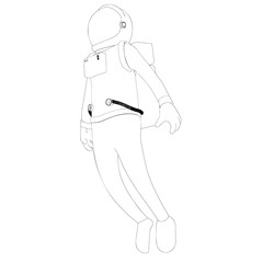 sketch of spaceman in zero gravity vector