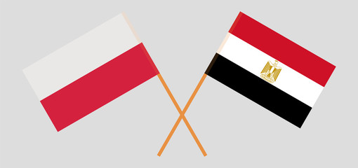 Crossed flags of Egypt and Poland
