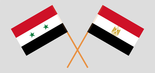 Crossed flags of Egypt and Syria