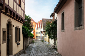 Medieval old street in Rothenburg ob der Tauber