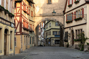 Fototapeta na wymiar Medieval old street in Rothenburg ob der Tauber