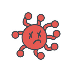 Covid 19 dead virus cartoon flat style icon vector design