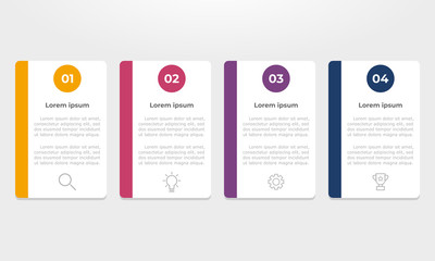 Colourful infographic steps with text boxes. Business concept with 4 steps.