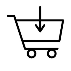 shopping cart market with arrow down flat style