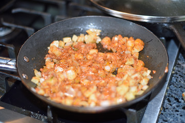 Chorizo and Eggs in a Skillet
