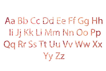 Alphabet with blood stains on a white background
