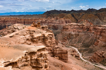 Pathway in red sandstone canyon