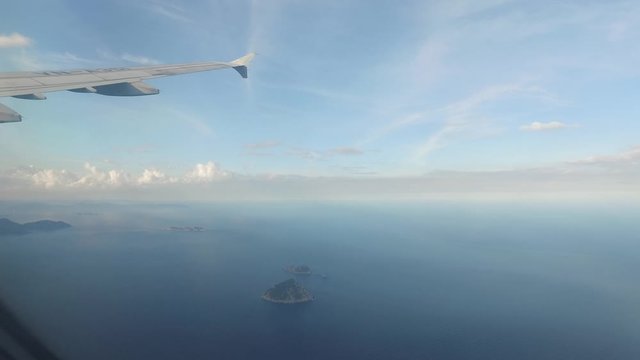 2016 August, flying above Cam Ranh bay, Vietnam, view through an airplane window