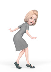 blond nurse cartoon is surprised and also is walking slowly
