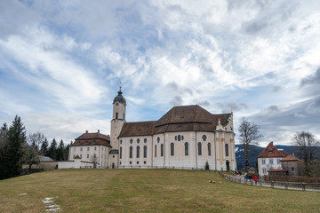 Fototapeta na wymiar Pilgrimage Church of Wies in Steingaden, Weilheim Schongau district, Bavaria, Germany