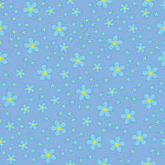 Fototapeta na wymiar Daisies on a blue background. Seamless pattern.