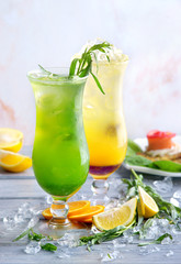 summer cocktails on a light background