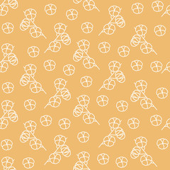 Seamless pattern with cotton branch line icon. Gossypium hirsutum. Concept for web banners and printed materials