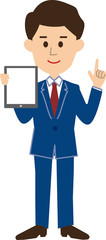会社員ポーズタブレット