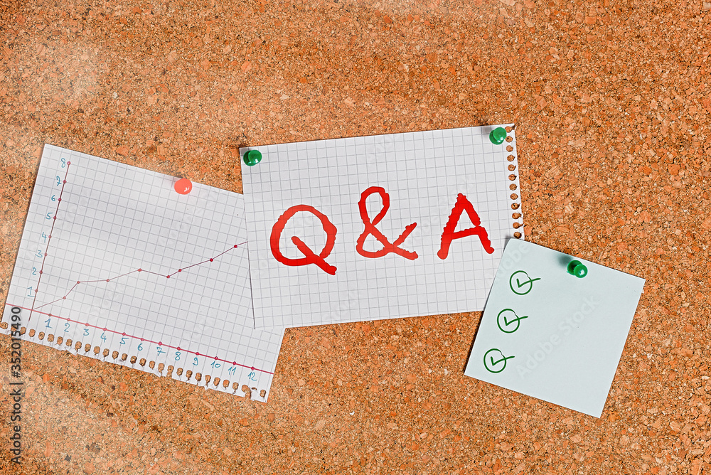 Poster writing note showing q and a. business concept for a period of time or an occasion when someone answ