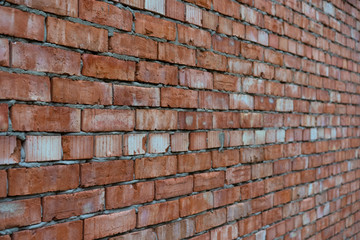 Red brick wall as background and texture