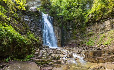 Waterfall in Carpathian mountain
