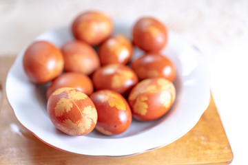 Eggs in a plate in the kitchen