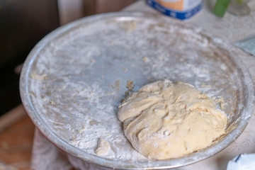Preparing the dough for baking