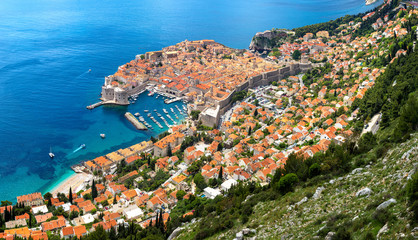 Aerial view of old city Dubrovnik