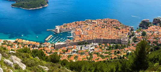 Fotobehang Aerial view of old city Dubrovnik © Sergii Figurnyi