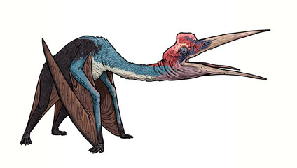 Prehistoric pterosaur - Quetzalcoatlus. Flying reptiles from jurassic period. © Lunstream