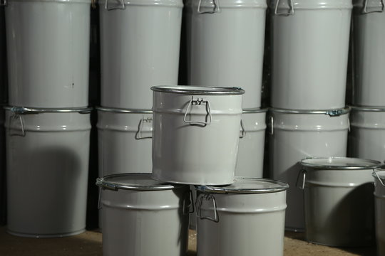 200 liter barrels in the production warehouse
