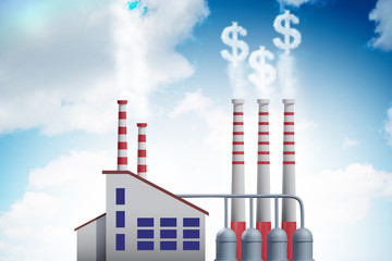 Plant in carbon tax and pollution concept - 3d rendering