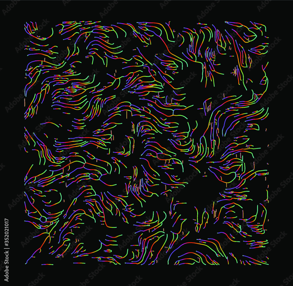 Aufkleber Generative Art with Visualization of Random Perlin Noise. Conceptual image of high tech systems: Artificial Intelligence, Deep Learning, Neural networks and Internet Map.