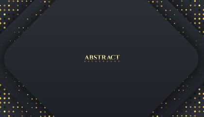 Obraz premium Abstract shape dark and golden color luxury background design template. Confetti background, Shiny glitter, Lines, halftone. Vector illustration