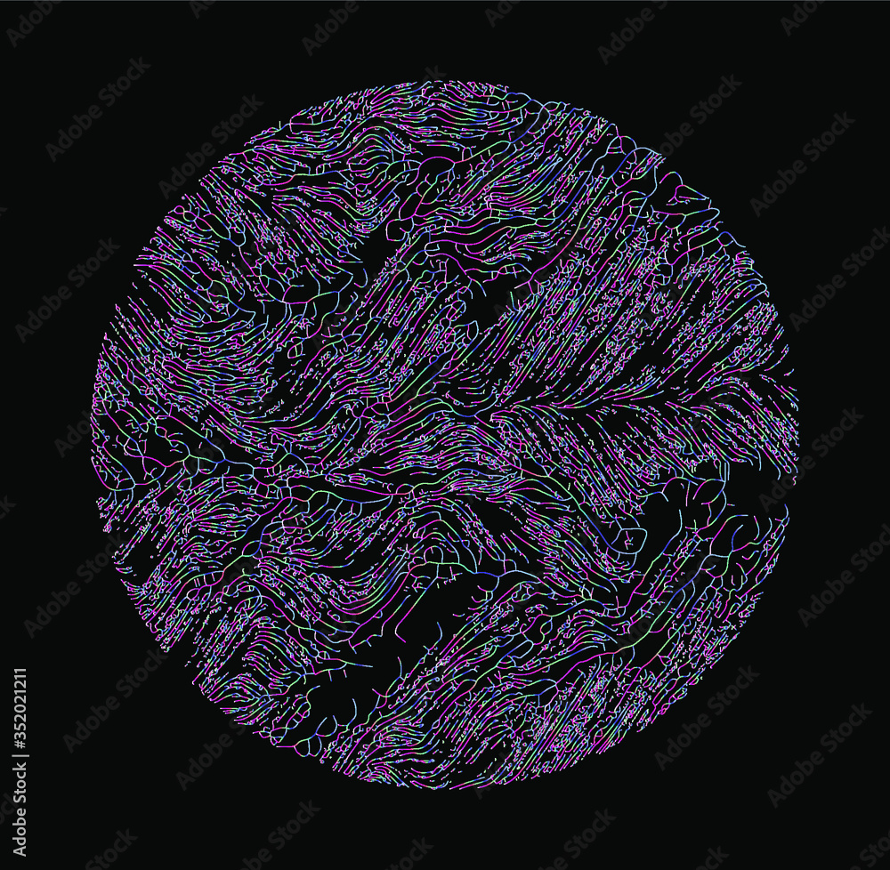 Leinwandbilder Generative Art with Visualization of Random Perlin Noise. Conceptual image of high tech systems: Artificial Intelligence, Deep Learning, Neural networks and Internet Map.