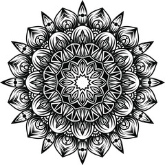 Vector mandala art or circular pattern for decoration elements, meditation poster, stress relief, henna, adult coloring book page, decoration card.
