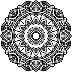 Vector mandala art or circular pattern for decoration elements, meditation poster, stress relief, henna, adult coloring book page, decoration card.
