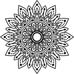 Vector mandala art or circular pattern for decoration elements, meditation poster, stress relief, henna, adult coloring book page, decoration card.
