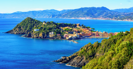 Fototapeta na wymiar Panoramic view of Sestri Levante, Liguria, Italy