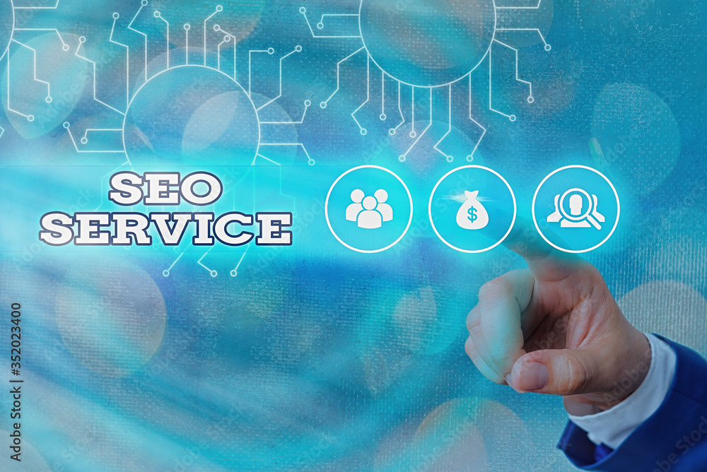 Poster writing note showing seo service. business concept for techniques and procedures to increase the web