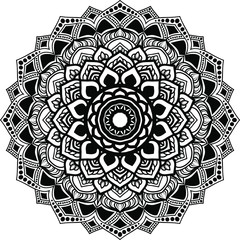 Vector mandala art or circular pattern for decoration elements, meditation poster, stress relief, henna, adult coloring book page, decoration card.
