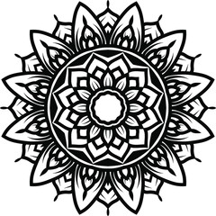 Vector mandala art or circular pattern for decoration elements, meditation poster, stress relief, henna, adult coloring book page, decoration card.
