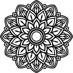 Vector mandala art or circular pattern for decoration elements, meditation poster, stress relief, henna, adult coloring book page, decoration card.
