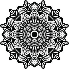 Vector mandala art or circular pattern for decoration elements, meditation poster, stress relief, henna, adult coloring book page, decoration card.
