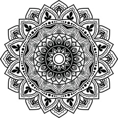 Vector mandala art or circular pattern for decoration elements, meditation poster, stress relief, henna, adult coloring book page, decoration card.
