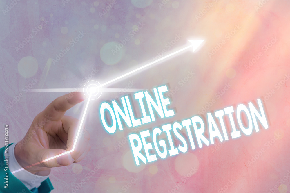 Aufkleber text sign showing online registration. business photo showcasing system for subscribing or registeri