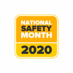 National Safety Month in June. Annual month-long celebrated in United States. Warning of unintentional injuries at work, at home, on the road. Safety concept. Poster, card, banner and background