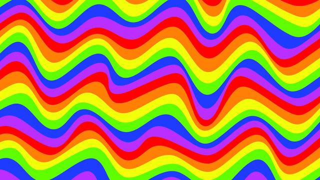 Multi-colored wavy rainbow stipe background for gay pride