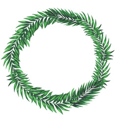 Wreath with tropical green and monstera leaves