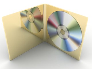 golden copy disk on a white background 3d render
