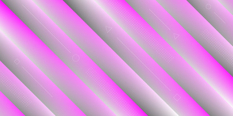 Modern abstract background with 3d diagonal stripe elements, memphis and papercut fluid effects. Pink White and Gray Color