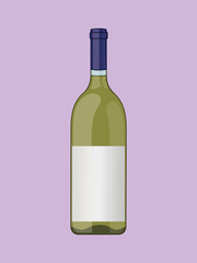Illustration of a white wine bottle with a blank label