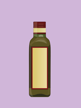 Illustration of an olive oil bottle with a blank label