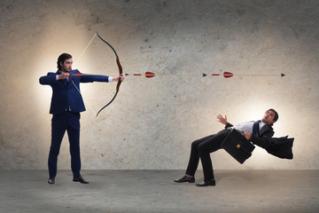 Business competition concept with businessman and bow
